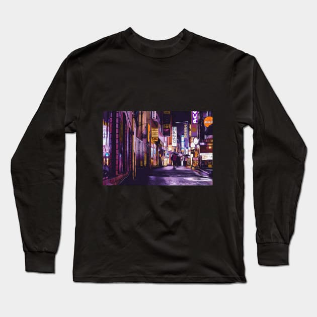 Tokyo Streets (Anime Style) Long Sleeve T-Shirt by World Wonder